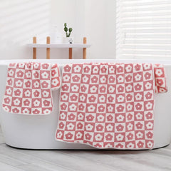 Soft Coral Fleece Bath Towel Set, 2pcs Face & Bath Towel Combo