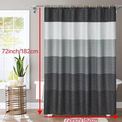 Ombre Stripes Waffle Shower Curtain, 12 Hooks, Waterproof, Mildew Proof Fabric