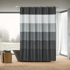 Ombre Stripes Waffle Shower Curtain, 12 Hooks, Waterproof, Mildew Proof Fabric