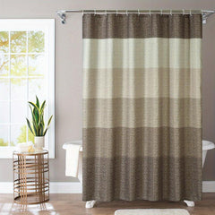 Ombre Stripes Waffle Shower Curtain, 12 Hooks, Waterproof, Mildew Proof Fabric
