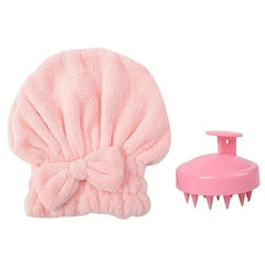 Hair Drying Cap & Scalp Massage Brush Set