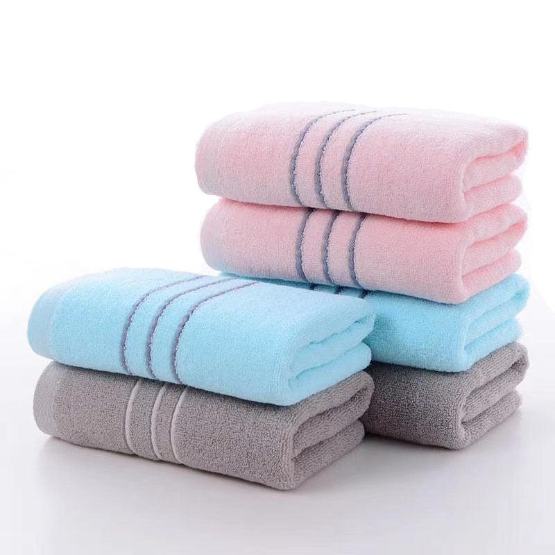 Striped Embroidered Hand Towel Soft Skin-friendly Face Towel Absorbent Towel