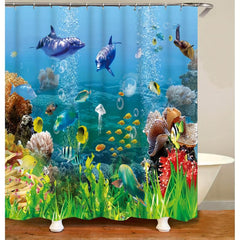 Waterproof Fish Shower Curtain 72Wx72L Inches