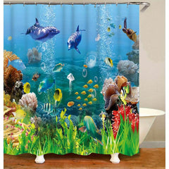 Waterproof Fish Shower Curtain 72Wx72L Inches