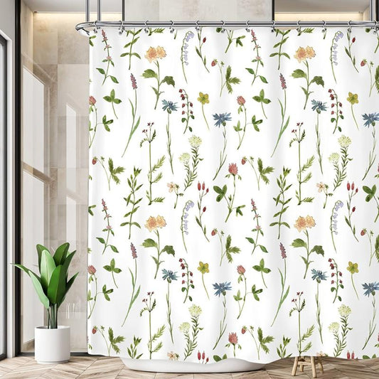 Wildflower Leaf Herbs Shower Curtain 71x71in