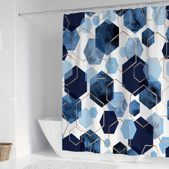 Waterproof Geometric Shower Curtain with 12 Hooks 71x71in