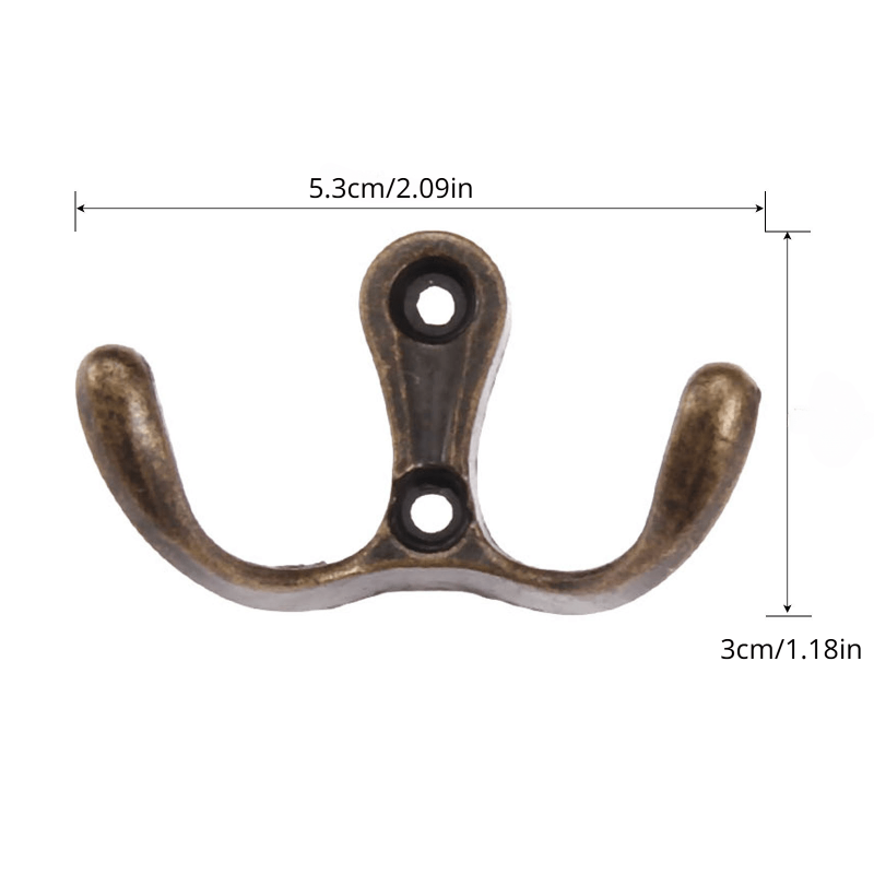 2pcs Double Head Hooks Wall Hangers Antique Bronze Coat Key Bag Towel Hat Rack