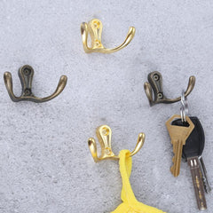 2pcs Double Head Hooks Wall Hangers Antique Bronze Coat Key Bag Towel Hat Rack