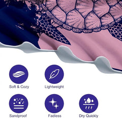 Pink Turtle Pattern Beach Towel Quick Drying Soft Absorbent Towel