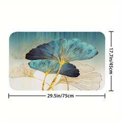 Leaf Pattern Shower Curtain with Non-Slip Mat and Toilet Cover