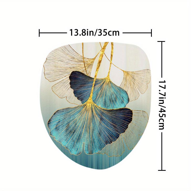 Leaf Pattern Shower Curtain with Non-Slip Mat and Toilet Cover