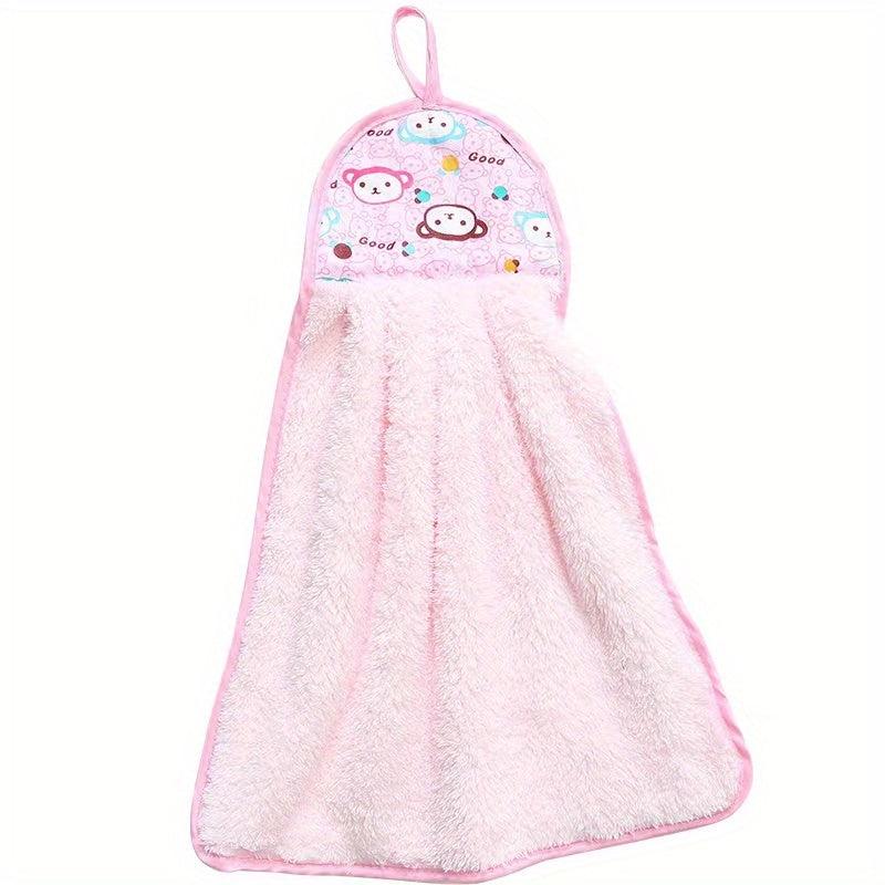 Pattern Hanging Towel Coral Fleece Quick-drying Hand Towel