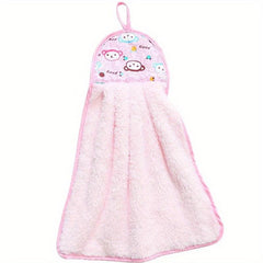 Pattern Hanging Towel Coral Fleece Quick-drying Hand Towel