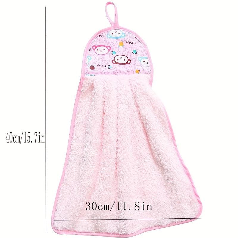 Pattern Hanging Towel Coral Fleece Quick-drying Hand Towel