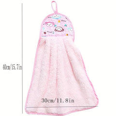 Pattern Hanging Towel Coral Fleece Quick-drying Hand Towel