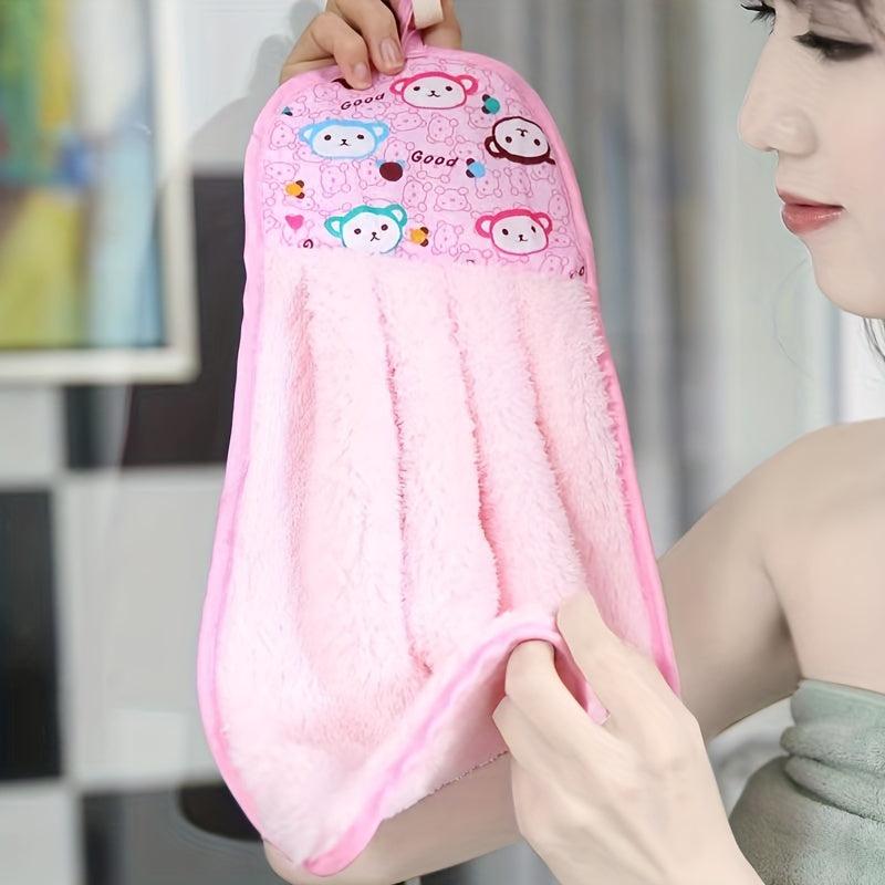 Pattern Hanging Towel Coral Fleece Quick-drying Hand Towel