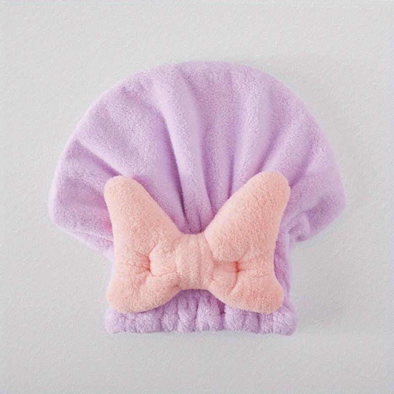 Soft Hair Towel Quick Drying Cap with Bow