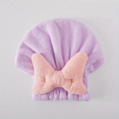 Soft Hair Towel Quick Drying Cap with Bow