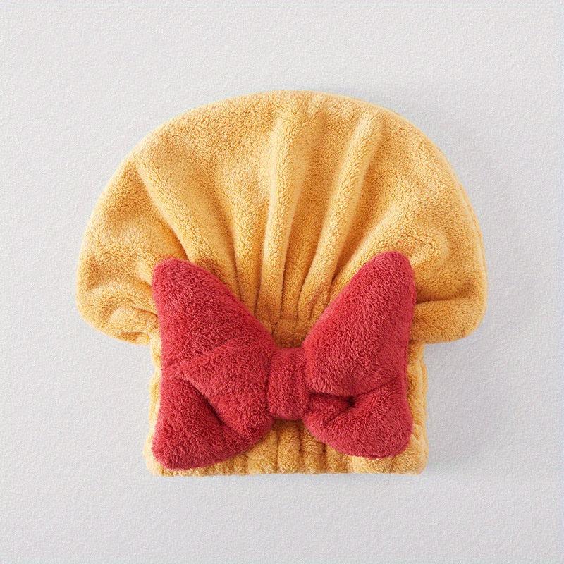Soft Hair Towel Quick Drying Cap with Bow