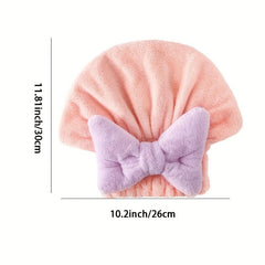 Soft Hair Towel Quick Drying Cap with Bow