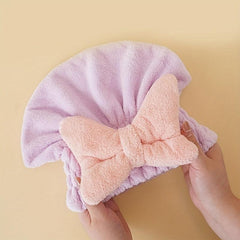 Soft Hair Towel Quick Drying Cap with Bow