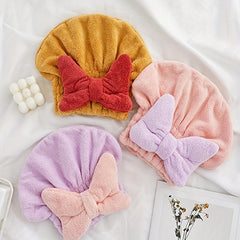 Soft Hair Towel Quick Drying Cap with Bow