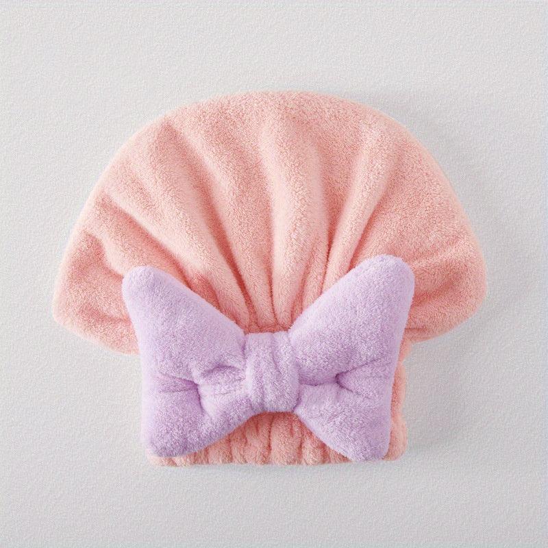 Soft Hair Towel Quick Drying Cap with Bow