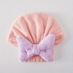 Soft Hair Towel Quick Drying Cap with Bow