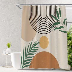 Boho Leaf Shower Curtain 72in Waterproof Polyester Bathroom Decor