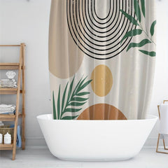 Boho Leaf Shower Curtain 72in Waterproof Polyester Bathroom Decor