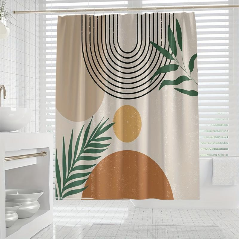 Boho Leaf Shower Curtain 72in Waterproof Polyester Bathroom Decor