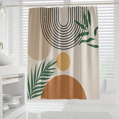 Boho Leaf Shower Curtain 72in Waterproof Polyester Bathroom Decor