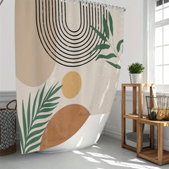 Boho Leaf Shower Curtain 72in Waterproof Polyester Bathroom Decor