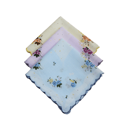 3pcs Retro Square Towel Women's Printed Handkerchief Vintage Flower Cotton Face