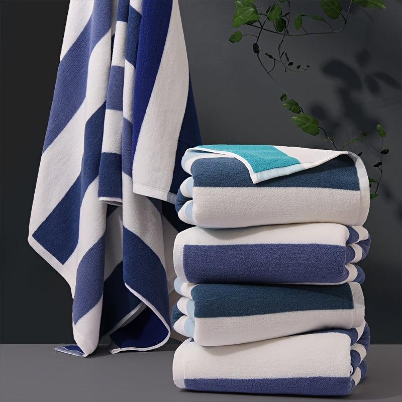 Soft Striped Bath Towel, Home Use, Cotton Material