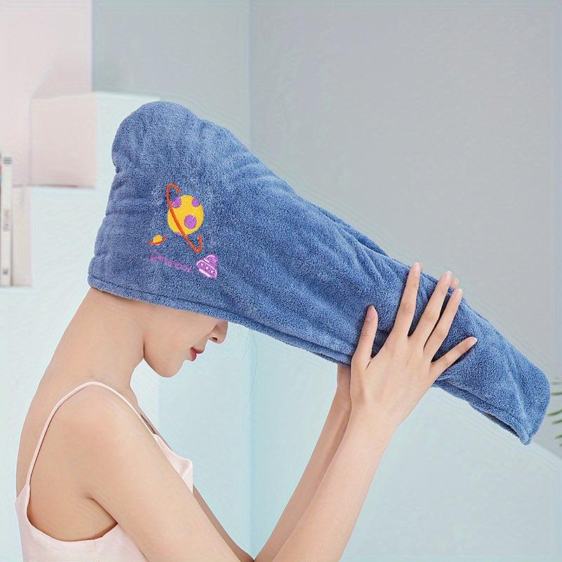 Embroidered Hair Towel Soft Hair Drying Cap Highly Absorbent Hair Wrap Towel