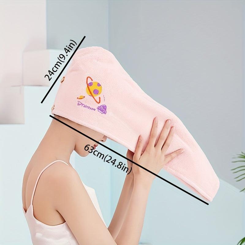 Embroidered Hair Towel Soft Hair Drying Cap Highly Absorbent Hair Wrap Towel