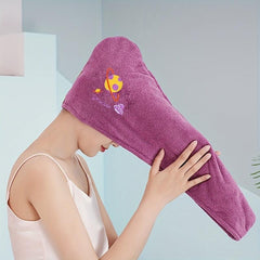 Embroidered Hair Towel Soft Hair Drying Cap Highly Absorbent Hair Wrap Towel