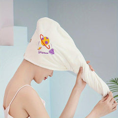 Embroidered Hair Towel Soft Hair Drying Cap Highly Absorbent Hair Wrap Towel