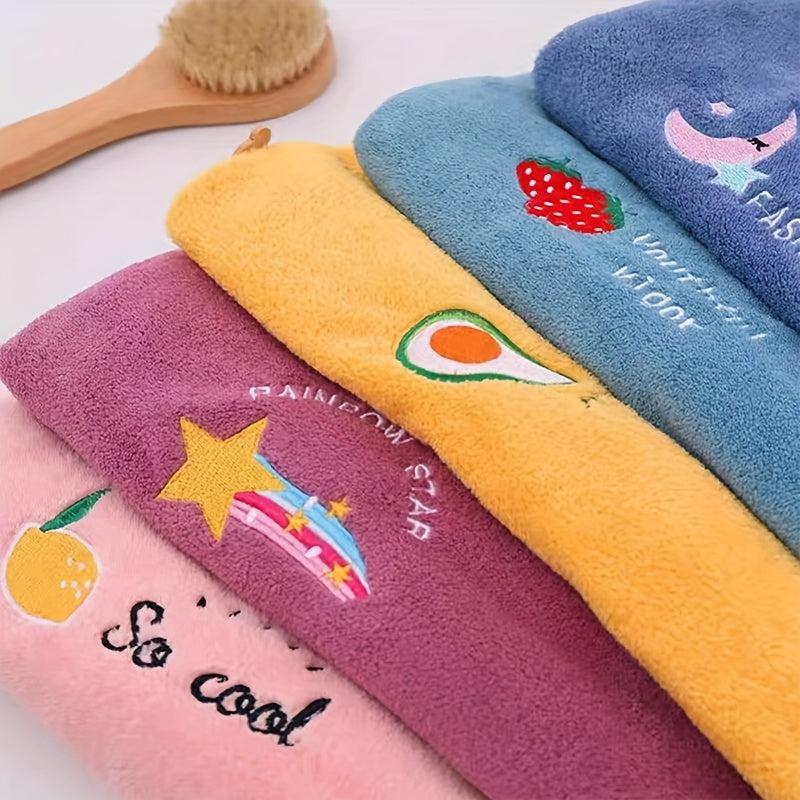Embroidered Microfiber Hair Towel for Women - Quick Dry Hair Wrap