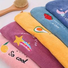 Embroidered Microfiber Hair Towel for Women - Quick Dry Hair Wrap