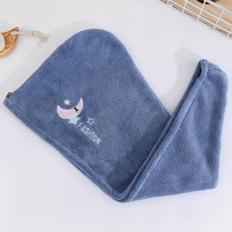 Embroidered Microfiber Hair Towel for Women - Quick Dry Hair Wrap