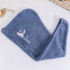 Embroidered Microfiber Hair Towel for Women - Quick Dry Hair Wrap