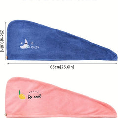 Embroidered Microfiber Hair Towel for Women - Quick Dry Hair Wrap
