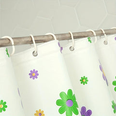 Purple Flower Shower Curtain PEVA Fabric Colorful Wildflower Shower Curtains