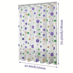 Purple Flower Shower Curtain PEVA Fabric Colorful Wildflower Shower Curtains