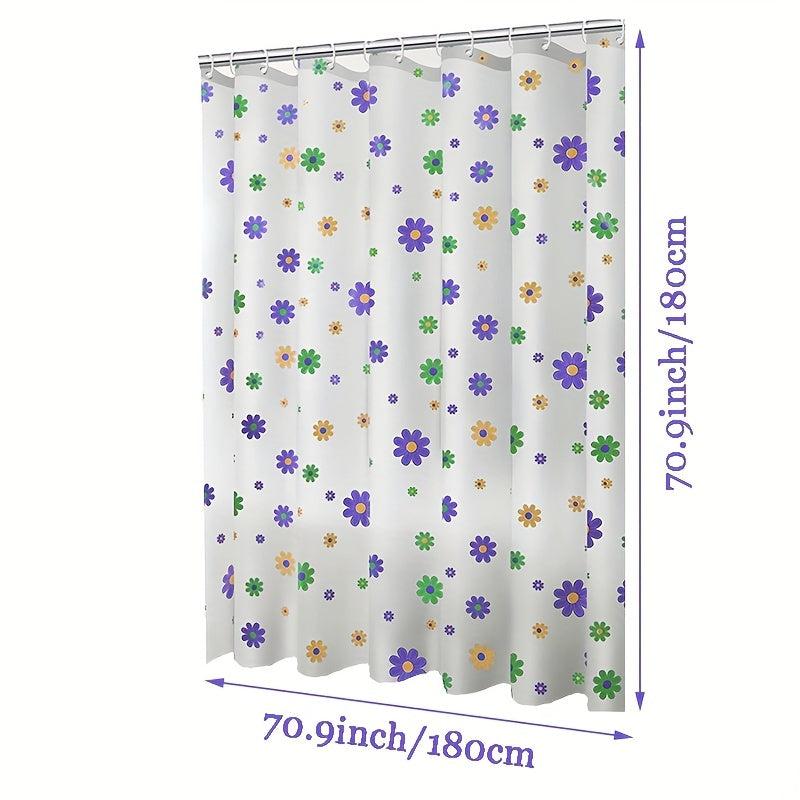 Purple Flower Shower Curtain PEVA Fabric Colorful Wildflower Shower Curtains
