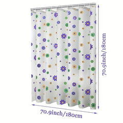 Purple Flower Shower Curtain PEVA Fabric Colorful Wildflower Shower Curtains