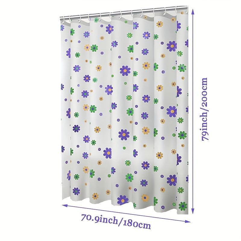 Purple Flower Shower Curtain PEVA Fabric Colorful Wildflower Shower Curtains