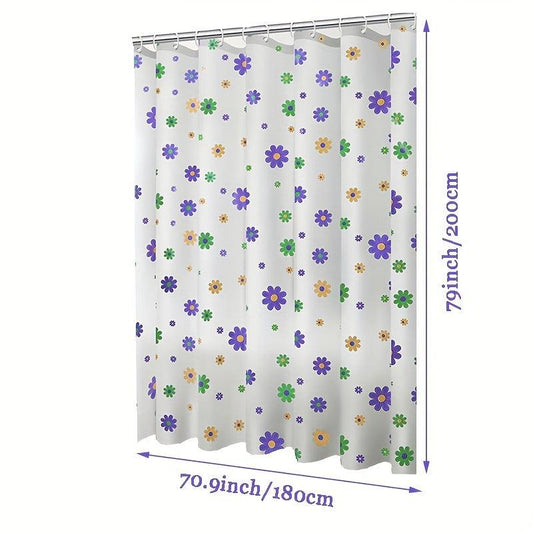 Purple Flower Shower Curtain PEVA Fabric Colorful Wildflower Shower Curtains